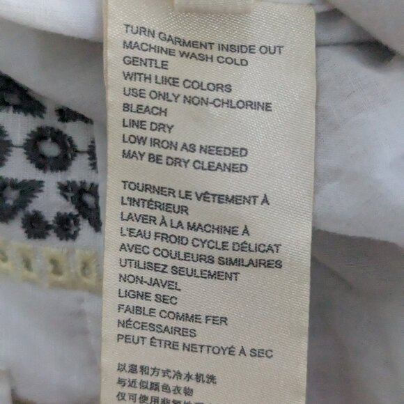 Anthropologie - Embroidered linen Striped Boho Wide Leg High Rise Eyelet Pants - Picture 7 of 9